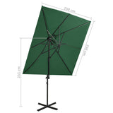 ZNTS Cantilever Garden Parasol with Double Top Green 250x250 cm 312361