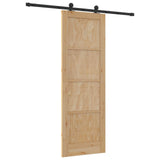 Sliding Door Natural and Black 73.5 x 211 cm Solid Pine Wood 3445450