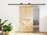Sliding Door Natural and Black 80 x 210 cm Solid Pine Wood 3444999