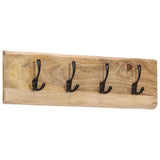 Wall-mounted Coat Rack with 4 Hooks Solid Wood Mango 358957