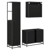 Bathroom Furniture Set 3 pcs Black Oak Engineered Wood 3402571