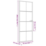 Interior Door Slim Black 76x201.5 cm Tempered Glass&Aluminium 155125