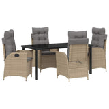 Garden Dining Set with Cushion 5 pcs Beige Poly Rattan 3380515