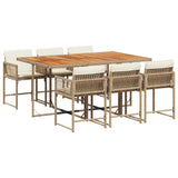 7 Piece Garden Dining Set with Cushions Beige Poly Rattan 3211456