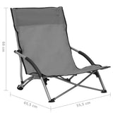 Folding Chairs 2 pcs Grey Fabric 312491