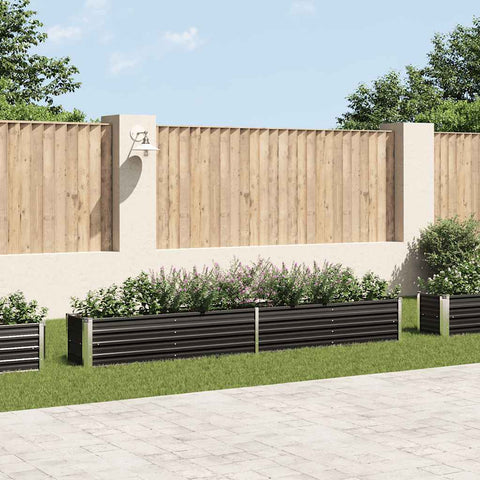 ZNTS Garden Raised Bed Galvanised Steel 320x40x45 cm Anthracite 47055