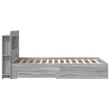 Bed Frame with Storage Grey Sonoma 120 x 190 cm Engineered Wood 3433841