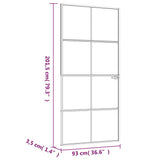 Interior Door White 93x201.5 cm Tempered Glass&Aluminium Slim 153672