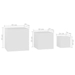 ZNTS Side Tables 3 pcs White Engineered Wood 808585