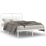 Metal Bed Frame without Mattress with Headboard White 135x190cm 376648