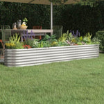 ZNTS Garden Raised Bed Powder-coated Steel 260x40x36 cm Silver 318882