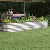 ZNTS Garden Raised Bed Powder-coated Steel 260x40x36 cm Silver 318882