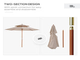 2.7m Elegant Wooden Frame Parasol Umbrella - Beige T3398P317794