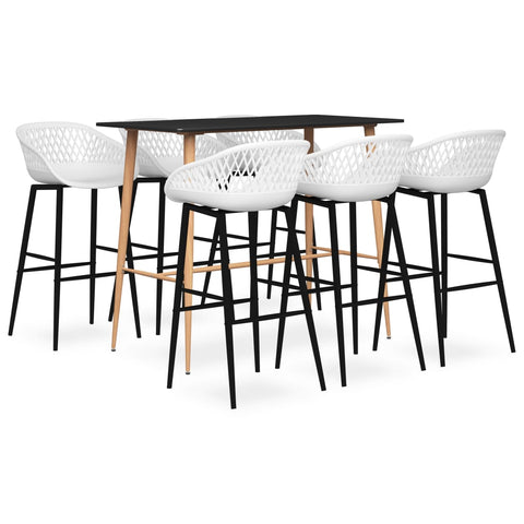 7 Piece Bar Set Black and White 3057474