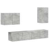 TV Wall Cabinet Set 4 pcs Concrete Grey Engineered Wood 3408937