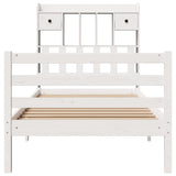 Bookcase Bed without Mattress White 75x190 cm Small Single Solid Wood Pine 3321923