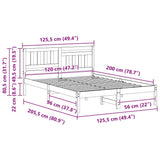 Bed Frame with Headboard Wax Brown 120 x 200 cm Solid Pine Wood 872235