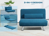 Single Linen-Look Sleeper Chair - Blue T3398P328303