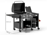 31 Burner Gas BBQ Grill with Storage Cabinet and Shelves, 9.5 kW Gas Barbecue Trolley with 6 Castor T3398P327991