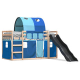 Bunk Bed without Mattress with Slide and Curtains Blue 90x190 cm Single 3284153