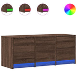 TV Cabinet with LED Brown Oak 97x34x40 cm Engineered Wood 852242