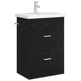 Bathroom Under Sink Cabinet Black Oak 56 x 37.5 x 81 cm 890705