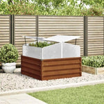 ZNTS Garden Planter with Green House Weathering Steel 4008962