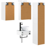 Bathroom Furniture Set 5 pcs White Engineered Wood and Glass 3407247
