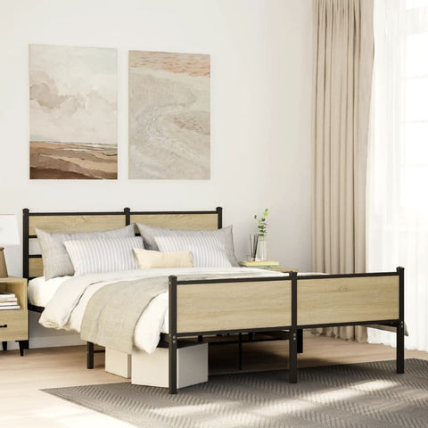 Bed Frame without Mattress Sonoma Oak 140x200 cm Engineered Wood 4017291