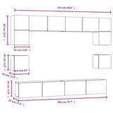 8 Piece TV Cabinet Set White Engineered Wood 3114414