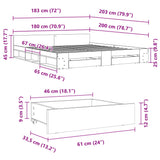 Bed Frame with Drawers without Mattress White 180x200 cm Super King 3280727