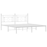 Metal Bed Frame without Mattress with Headboard White 180x200cm 374392
