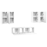 6 Piece TV Cabinet Set White Engineered Wood 3078679
