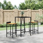 ZNTS Bar Table with Glass Top Black 70x70x110 cm Poly Rattan 362586