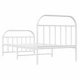Metal Bed Frame without Mattress with Footboard White 100x190cm 353696
