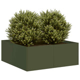 Planter Olive Green 80x80x30 cm Steel 860804