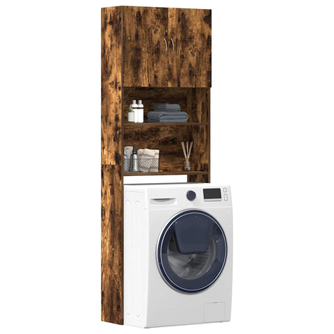 ZNTS Washing Machine Cabinet Smoked Oak 64x24x190 cm Engineered Wood 859131