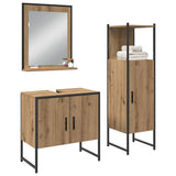 Bathroom Furniture Set with Shelf 3 pcs Brown Engineered wood 3334358