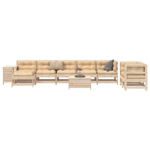 ZNTS 10 Piece Garden Sofa Set Solid Wood Pine 3250660