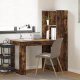 Desk with Shelf Smoked Oak 122 x 67 x 145 cm Engineered Wood 3337261