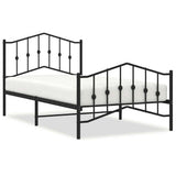 Metal Bed Frame without Mattress with Footboard Black 100x190cm 373801