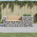 ZNTS Garden Bench with Gabion Basket Solid Wood Pine 3196242