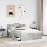 Bed Frame with Drawer Concrete Grey 140 x 190 cm Engineer Wood 3413008
