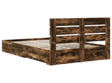 Bed Frame with Drawer Smoked Oak 120 x 200 cm Engineered Wood 3411992