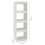Book Cabinet/Room Divider White 40x35x135 cm Solid Pinewood 810850