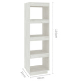 Book Cabinet/Room Divider White 40x35x135 cm Solid Pinewood 810850