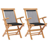 Garden Chair Set of 2 Black with wooden frame 49362
