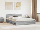 Bed Frame with Drawer Grey Sonoma 140 x 200 cm Engineer Wood 3413003