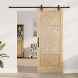 Sliding Door Natural and Black 86 x 211 cm Solid Pine Wood 3333540