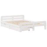 Bed Frame White Solid pinewood Double Bed Frame Rectangular 3309051